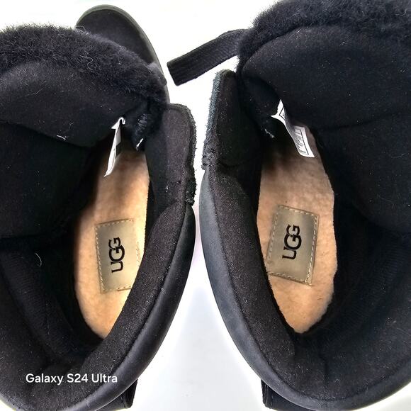 UGG Australia Valory Wedge Boots Black Suede Leather Waterproof Bootie Women's 7 - Picture 6 of 10